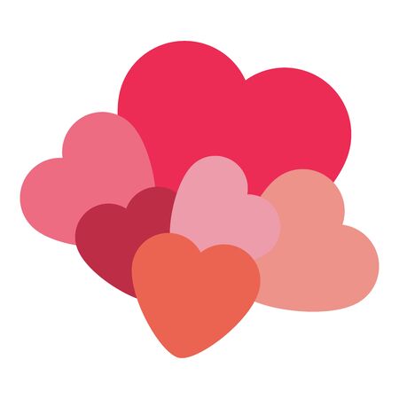 Isolated Vector Composition of Red and Pink Hearts on White Background. Graphic Design In The Concept of Love. Love Symbol And Emblem for Valentines Day, Wedding, Birthday and Holiday.のイラスト素材