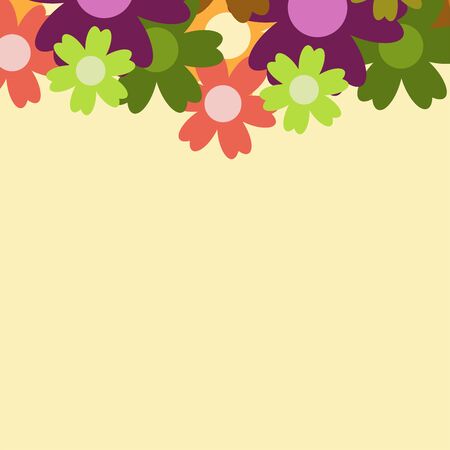 Colored simple flower bouquet on blue background. Frame with decoration. Card for wedding, birthday, holiday. Vector backdrop illustration.のイラスト素材