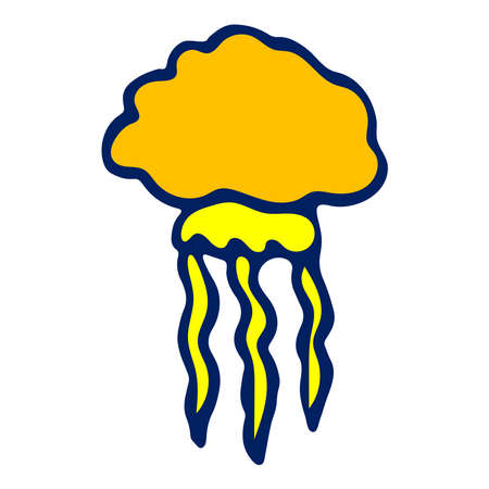 Vector colored jellyfish llustration on white background. Doodle sketch cartoon underwater worlds isolated object for panorama, print, shirt, kid, baby, swimming pool, game, app and stickers.のイラスト素材
