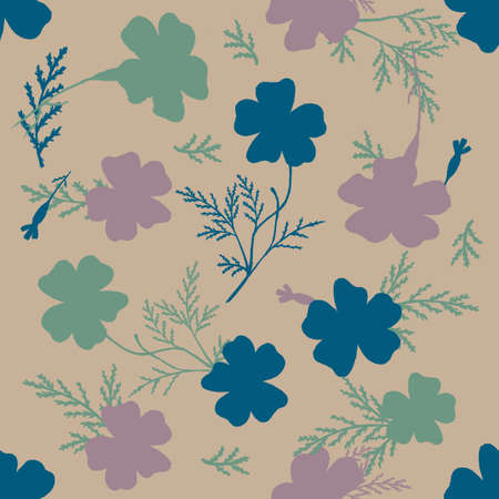 Seamless Pattern with Hand-Drawn Flower. Background with Thin-leaved Marigolds for Print, Design,...