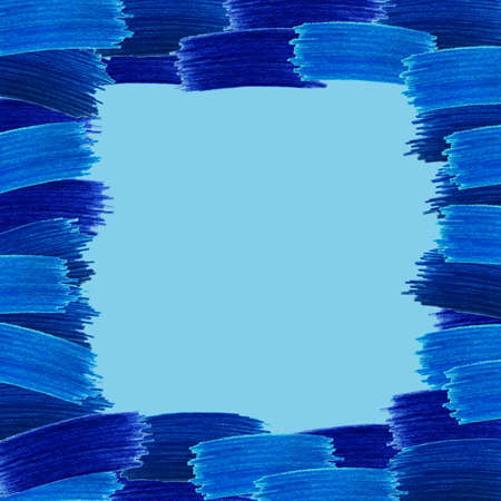Hand Drawn Abstract Color Pencil Frame on White Background.
