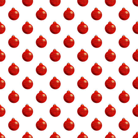 Hand Drawn Christmas Seamless Pattern with Bauble. Winter Background Drawn by Color Pencil. Decorative backdrop for fabric, textile, wrapping paper, card, invitation, wallpaper, web design.の写真素材