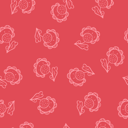Colorful Foliage and Flowers Seamless Pattern Vector Design.のイラスト素材