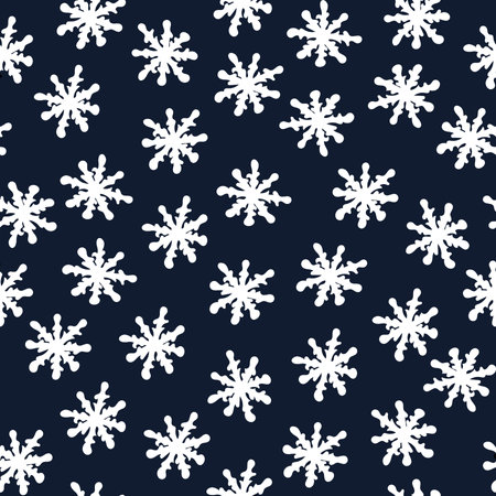 Seamless Pattern with Snowflakes on Dark Blue Background.の写真素材