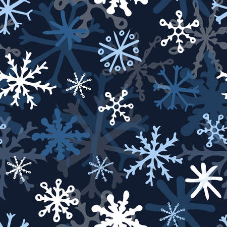 Seamless Pattern with Snowflakes on Dark Blue Background.の写真素材