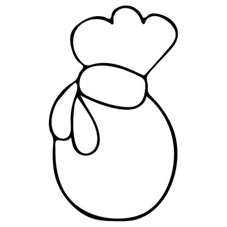 Merry Christmas Bag. Simple hand drawn vector illustrations in black and white doodle style.のイラスト素材