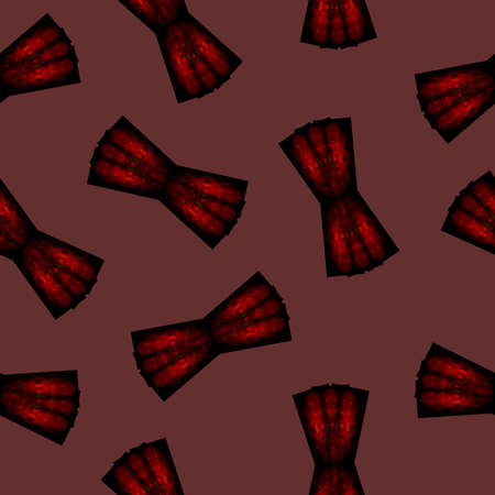 Seamless Pattern with Red and Black Bow on Red Background. Digital Illustration. Cute Seamless Pattern for Design, Wrapping.の写真素材