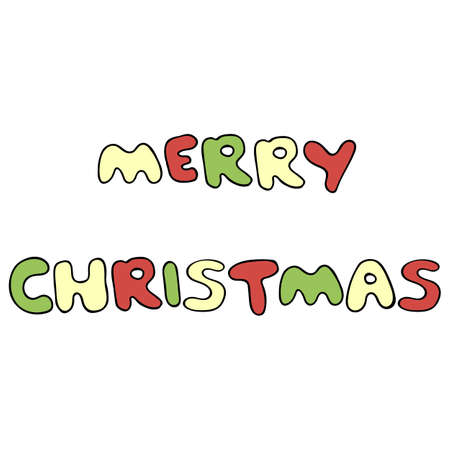 Merry Christmas Lettering Clipart. New Year Holiday.のイラスト素材