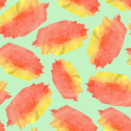 Seamless Pattern with Red and Yellow Watercolor Spots.の写真素材
