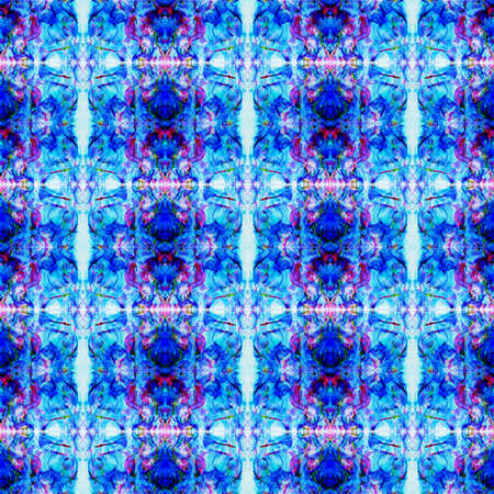Abstract Seamless Pattern with Snowflake in White, Black, Red and Blue Colors.