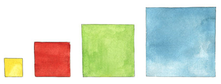 Set of Four Watercolor Square Isolated on White Background.の写真素材