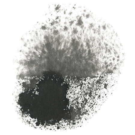 Black Hand drawn Abstract Watercolor Stain Isolated on White Background.の写真素材