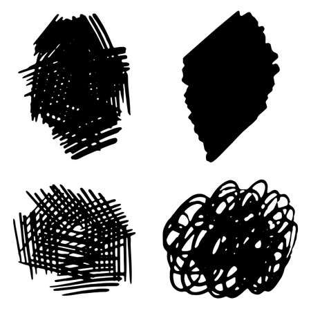 Set of Vector Black Stains. Collection of Pencil Strokes and Stains of Black Hand Drawn Stains.のイラスト素材