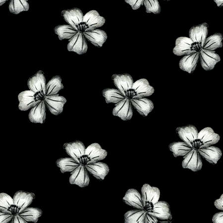 Seamless Pattern with Hand Drawn Marigold Flower.