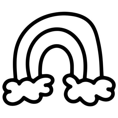 Cartoon Doodle Rainbow. Icon Vector. Outline Simple Vector Illustration. Rainbow Comic Line Art.のイラスト素材