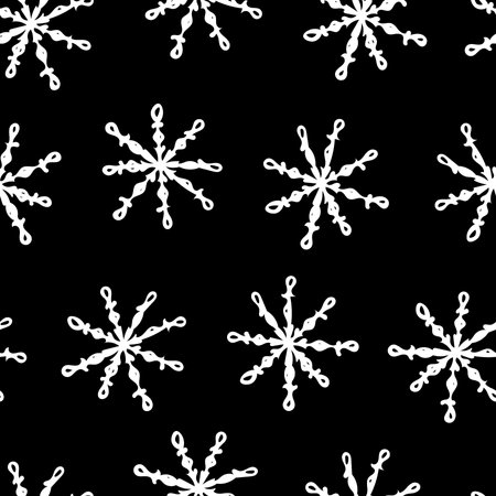Seamless Pattern with Snowflakes on Black Background.の写真素材