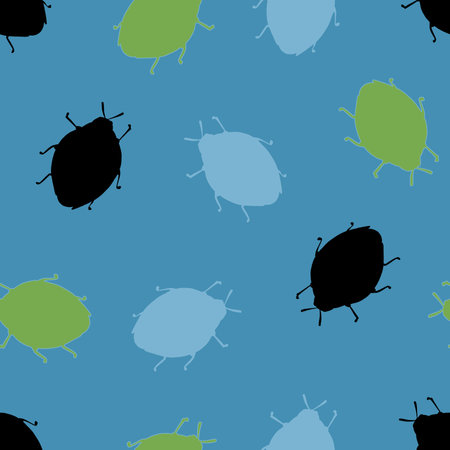 Scattered Ladybug Silhouette Seamless Repeat Pattern Background.の写真素材