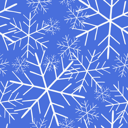 Simple Seamless Pattern with Hand Drawn Snowflakes.の写真素材