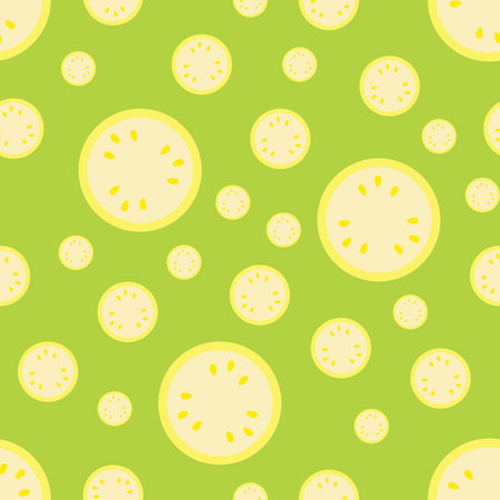 Yellow Melon Fruits Digital Paper. Melon on Green Seamless Pattern. Summer Tropic Fruits Background.の写真素材