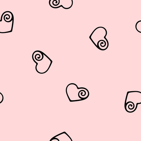 Hand Drawn Seamless Patterns with Hearts in Doodle Style.の写真素材