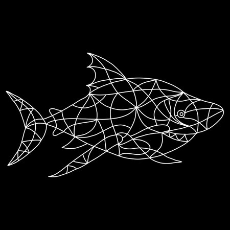 Black and White Shark in Stained Glass Window Style.の写真素材