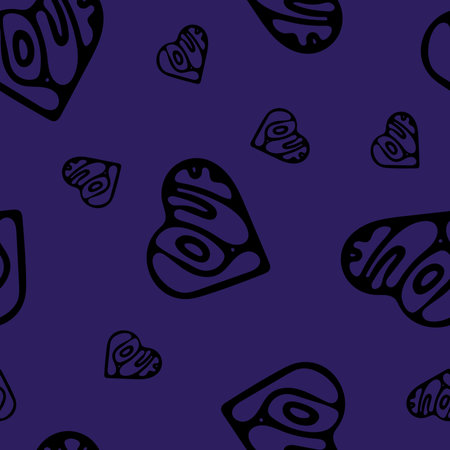 Hand Drawn Seamless Patterns with Hearts in Doodle Style.の写真素材