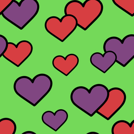 Hand Drawn Heart Seamless Pattern. Love Doodle Tile.の写真素材