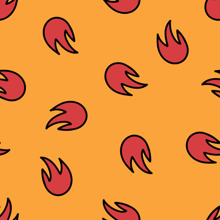 Hand Drawn Cute Cartoon Seamless Pattern with Fire.の写真素材