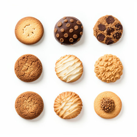 Indulge in a delightful assortment of cookies with various flavors and textures, perfect for snacking or dessert. Ideal for sharing with friends and family or featuring in food blogs.の素材