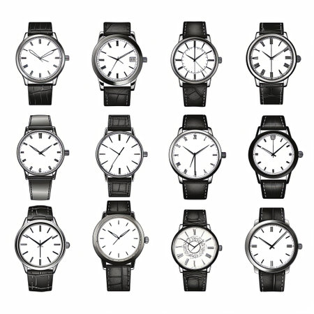 This set of twelve elegant wristwatches with leather straps in various colors is ideal for any occasion, offering both classic and stylish designs that make a bold statement.の素材