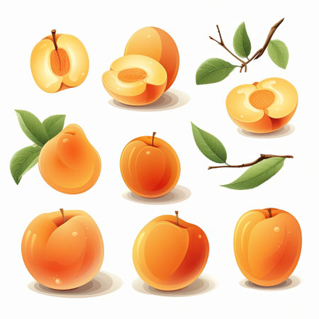 A vibrant assortment of fresh apricots on a rustic wooden table. These juicy fruits are ideal for summer recipes and promote a nutritious lifestyle. Perfect for food photography and healthy eating.の素材