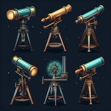 Collection of Vintage Telescopes for Astronomy Enthusiasts, Educational Use and Science Projectsの素材