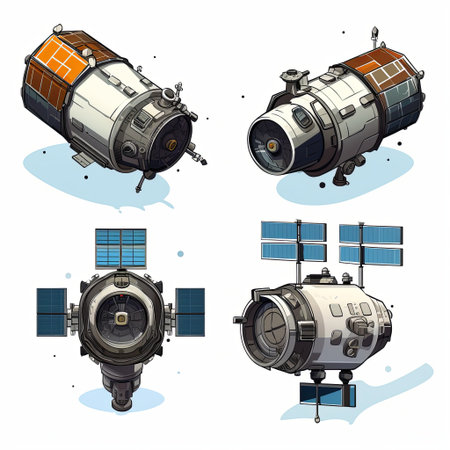 Space Station Concepts Four Unique Designs for Space Exploration and Future Technologyの素材