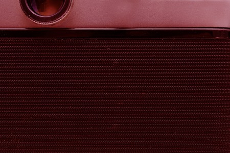 Back part of the film camera with a cover. Close-up view. Macro. Vintage photo. Toning.の写真素材