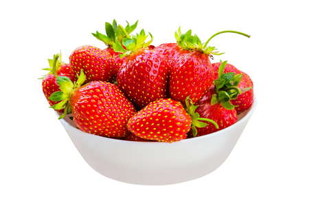 Ripe red beautiful juicy bright appetizing strawberry berries. Red strawberries on an isolated white background.Clipping pathの写真素材