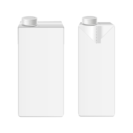 3D. Milk and juice carton packaging on white background, Mock-up. Carton liter package,vectorのイラスト素材