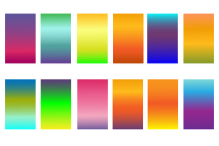 Set soft abstract color gradients background. Bright modern screen design for mobile app and website. Isolated on white background. Vector illustration.のイラスト素材