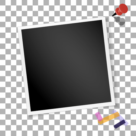 Square frame retro photo on transparent background. Vintage blank old photography.のイラスト素材