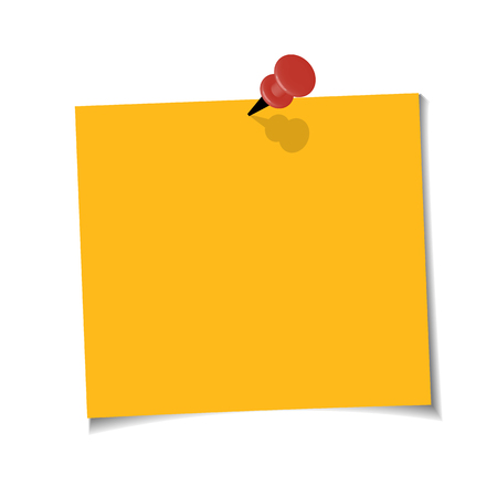 Office Yellow paper note with sticky tape on white background. Template for your projects.のイラスト素材