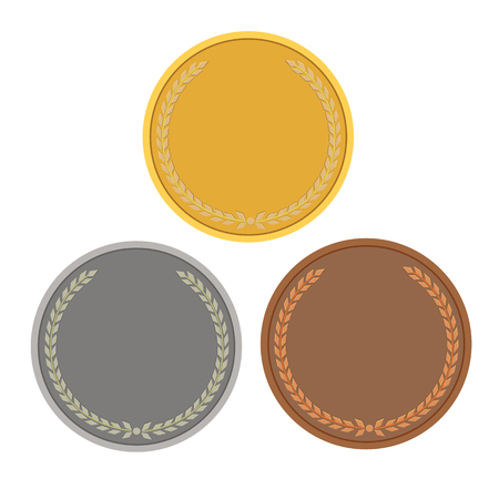 Blank templates for coins or medals with metal textureのイラスト素材