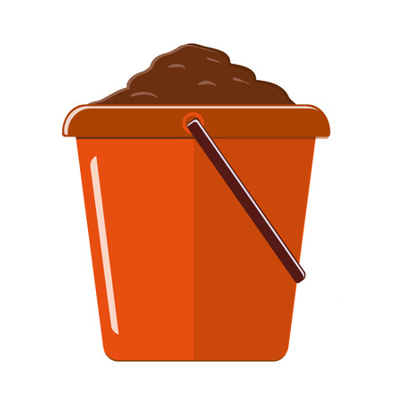 Plastic bucket to the ground. Isolated on white background. Vector illustrationのイラスト素材