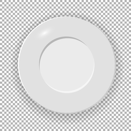 White plate Isolated on a transparent background. Utensils for eating  vector illustration.のイラスト素材