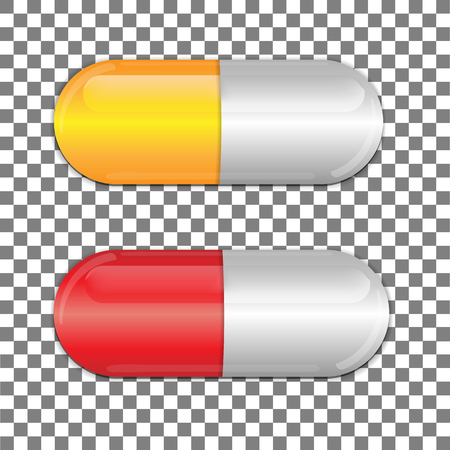 Set of color pills. Medicine painkiller pills. Vector illustration.のイラスト素材