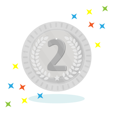 Silver medal for champion. Second place badge on sport game.のイラスト素材