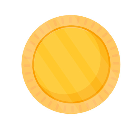 Blank coin template. Gold blank medal. Round icon. Isolated on white background. Vectorのイラスト素材
