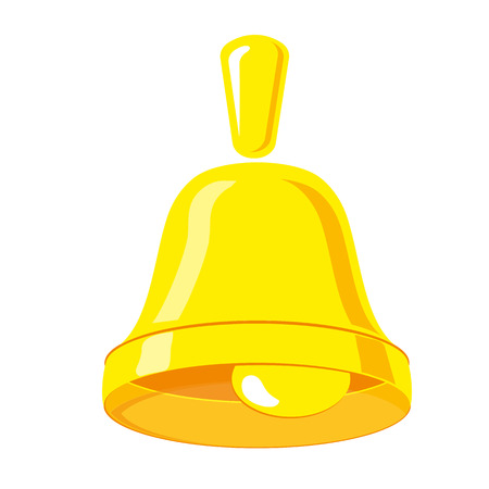 Golden Christmas bells. Icon handbell, isolated on white background. Alert symbol. Vectorのイラスト素材