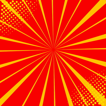 Pop art retro comic. Yellow background. Lightning blast halftone dots. Cartoon vs. Vector Illustrationのイラスト素材