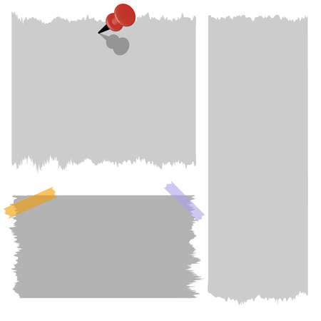 Set of various ripped note paper. Isolated on white background. Vector illustrationのイラスト素材