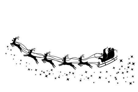 Santa Claus in a sleigh and with reindeer. Vector illustrationのイラスト素材