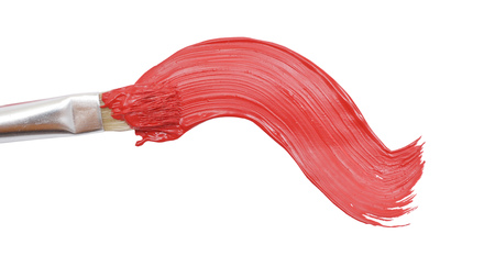 Paint and brush isolated on white.の写真素材